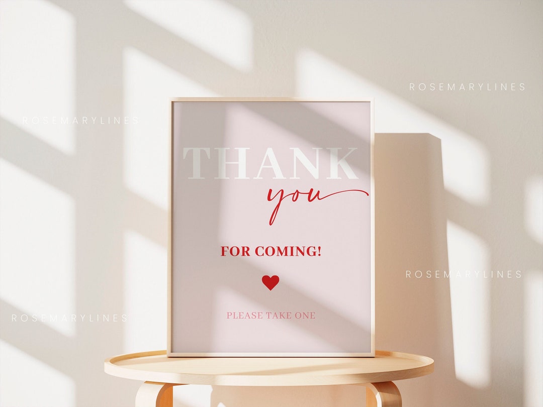 Prepared Sign Pink Pink and Red Favors Sign, Hot Pink Favor Sign Template, Red Pink Thank ...