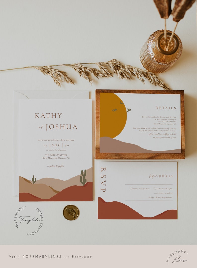 Modern Desert Wedding Invitations