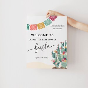 Fiesta Baby Shower Welcome Sign, Mexican Baby Shower, Cactus Welcome ...