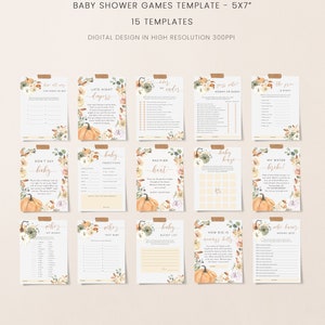 Fall Baby Shower Games Template, Pumpkin Baby Shower Games Bundle ...