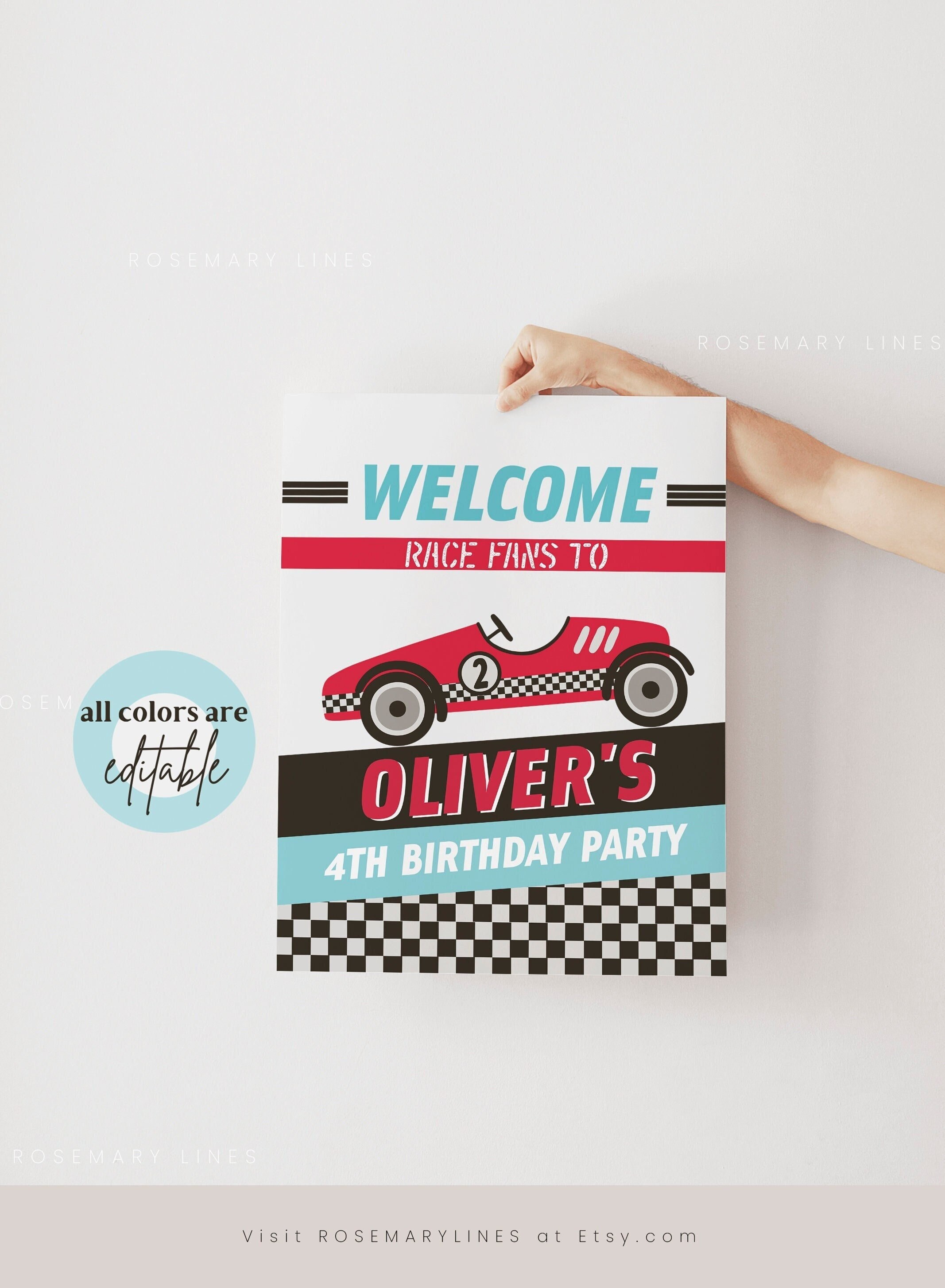 Race Car Birthday Welcome Sign Template Racing Cars Birthday - Etsy Finland
