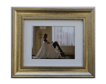 In Thoughts of You by Jack Vettriano - Framed Art Print Picture (33cm x 28cm) Gold Frame