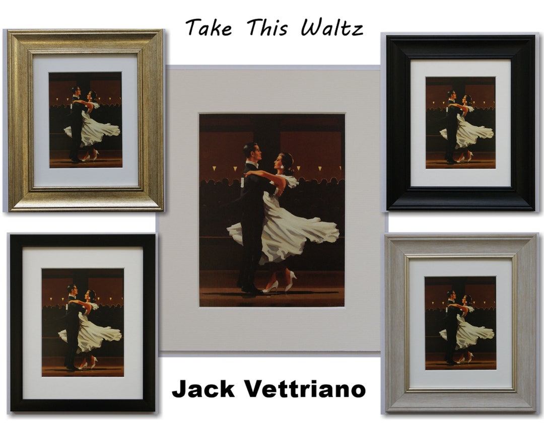 Jack Vettriano 'Take This Waltz' Framed & Mounted Art Print - Gold Frame