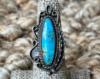 Sz 5 ~ Vintage Native American Navajo Sterling Silver & Turquoise
