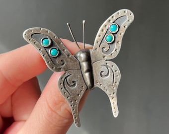 Vintage Taxco Mexico Sterling Silver & Faux Turquoise