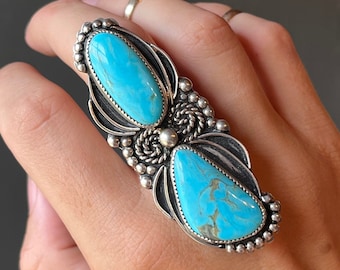 Sz 8.75 ~ Large Contemporary Native American Shay Sterling Silver