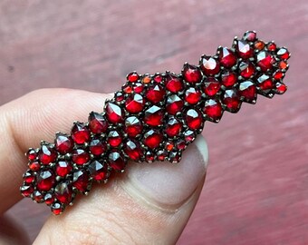Antique 1800's Czech Bohemian Garnet Brooch