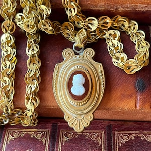 Antique Victorian Gold Fill Cameo Chain Necklace