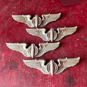 Antique World War II Army Air Force Bomber Sterling Silver AMCRAFT Wings Pin Badges