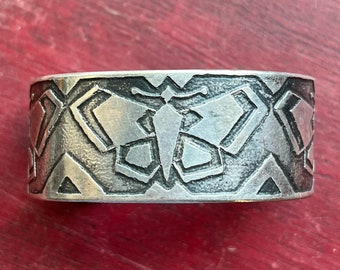 Vintage Apr. 6, 1934 Ray De Armond Sterling Silver Moth Cuff Bracelet