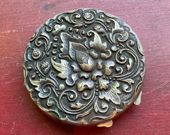 Antique 800 Continental Silver Mirror Powder Pocket Compact #