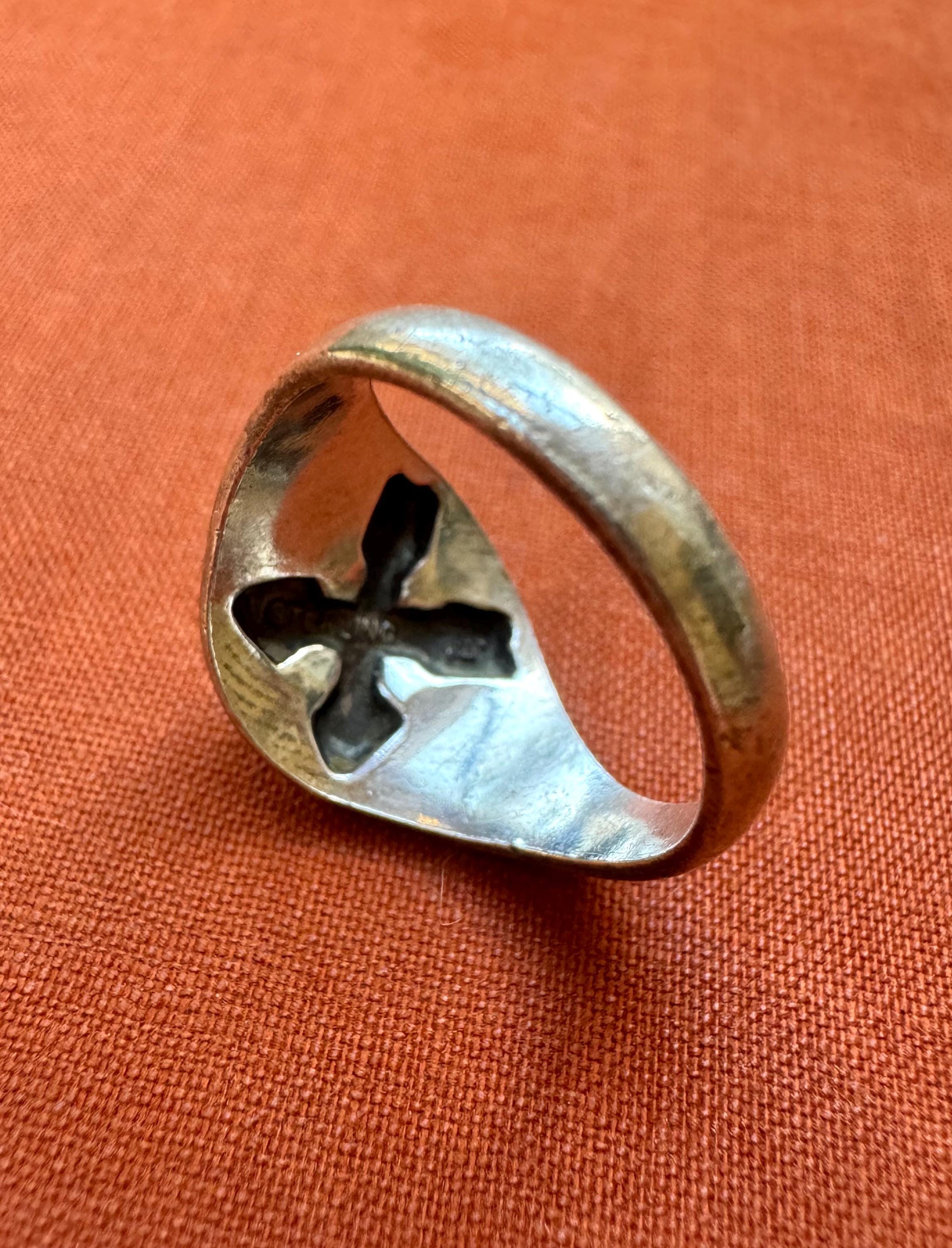 Sz 6 ~ Vintage Native American Sterling Silver & Turquoise Crossed