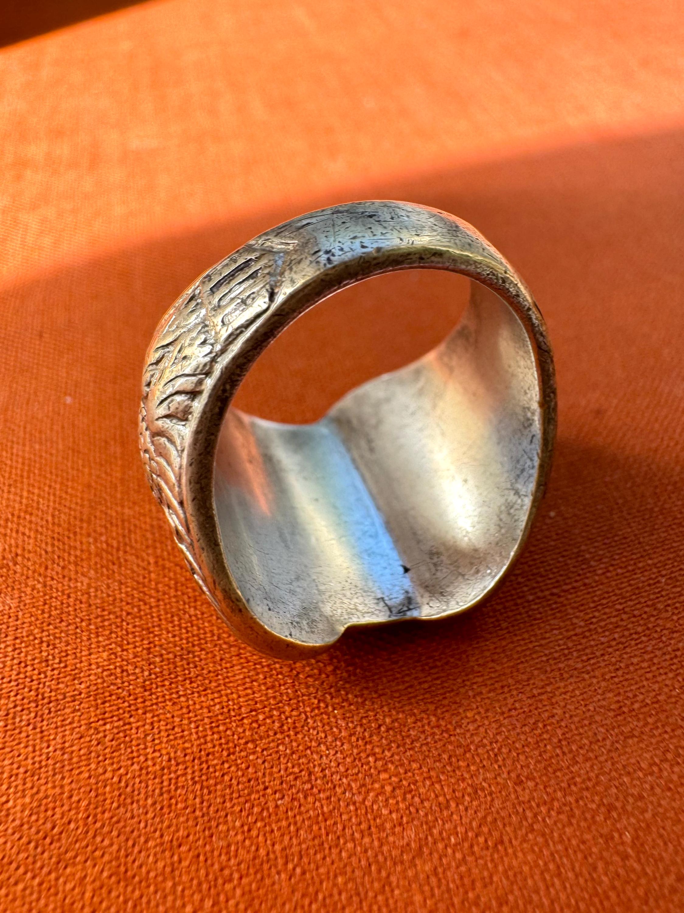 Sz 7 ~ Vintage U.S. Navy Military Sterling Silver .925 & Gold Ring