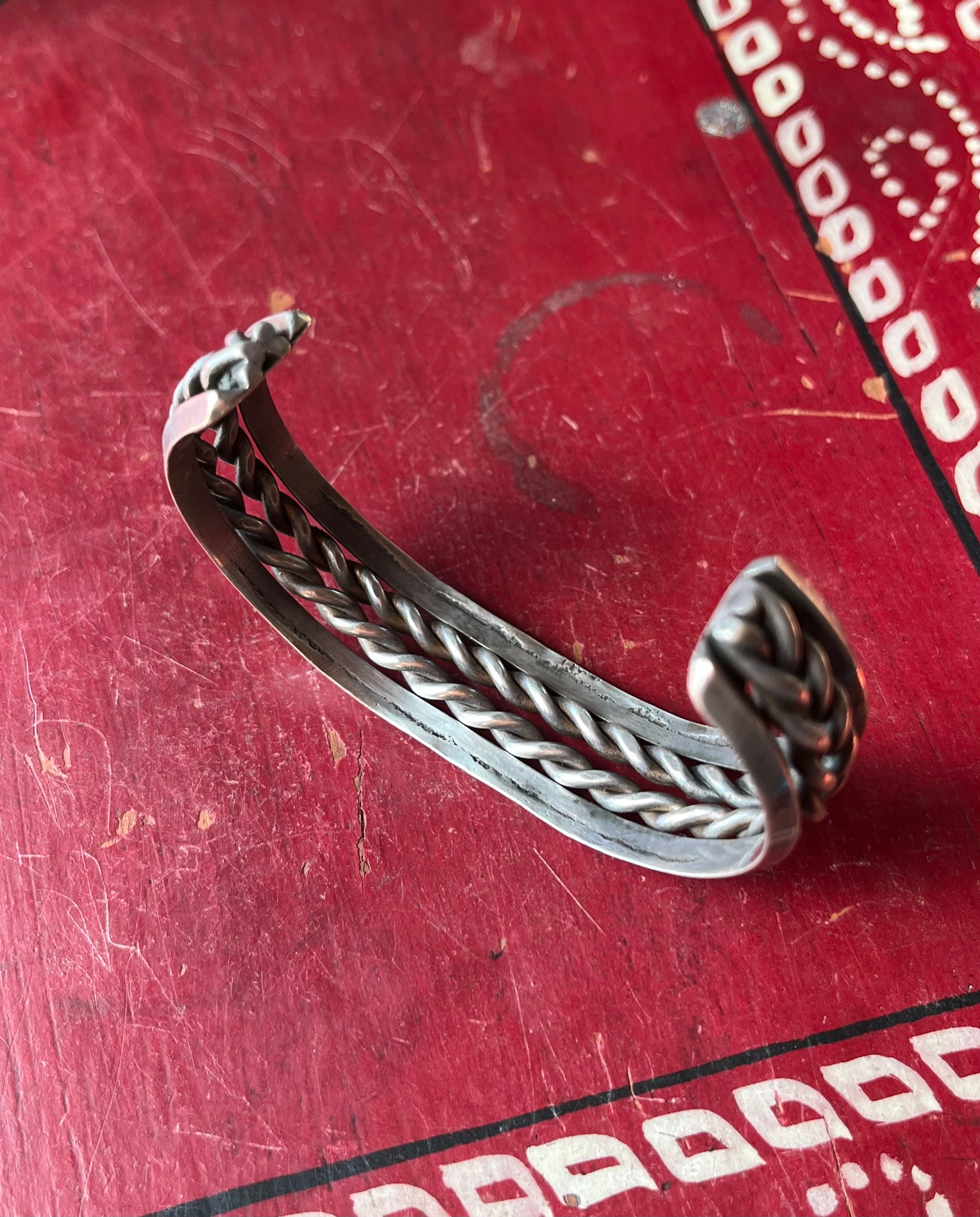 Vintage Native American Navajo Sterling Silver Twisted Wire