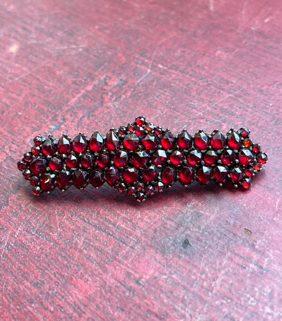 Antique 1800's Czech Bohemian Garnet Brooch - image 3