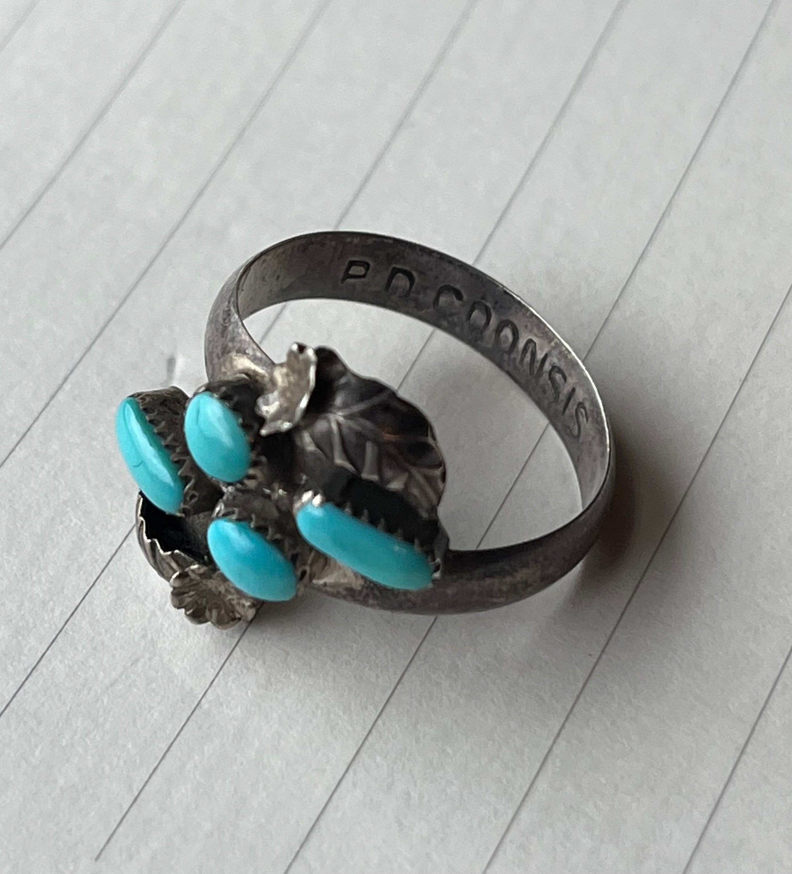 Adj Sz~ Vintage Native American Zuni P.D. Coonsis Sterling