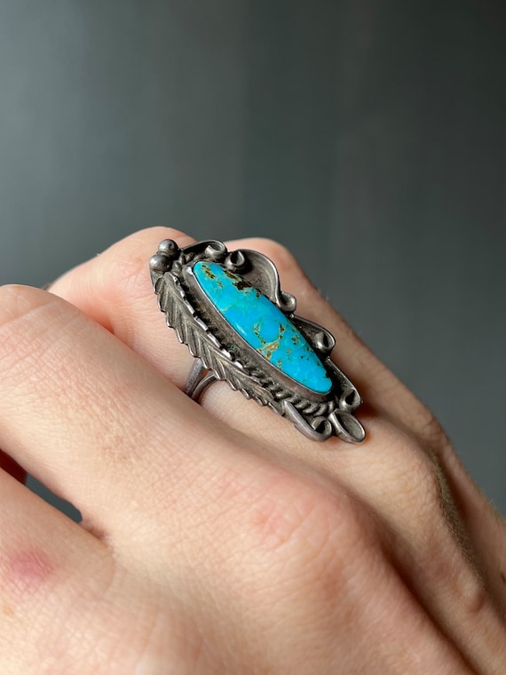 Sz 5 ~ Vintage Native American Navajo Sterling Silver & Turquoise