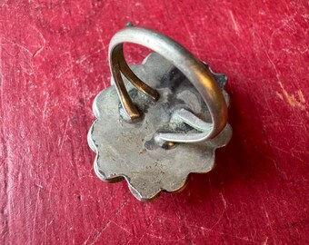 Sz 6.5 ~ Vintage Native American Navajo Nickel Silver & Blue