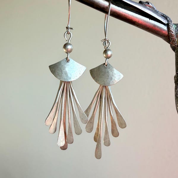 Pendientes vintage de abanico de plata de ley .925