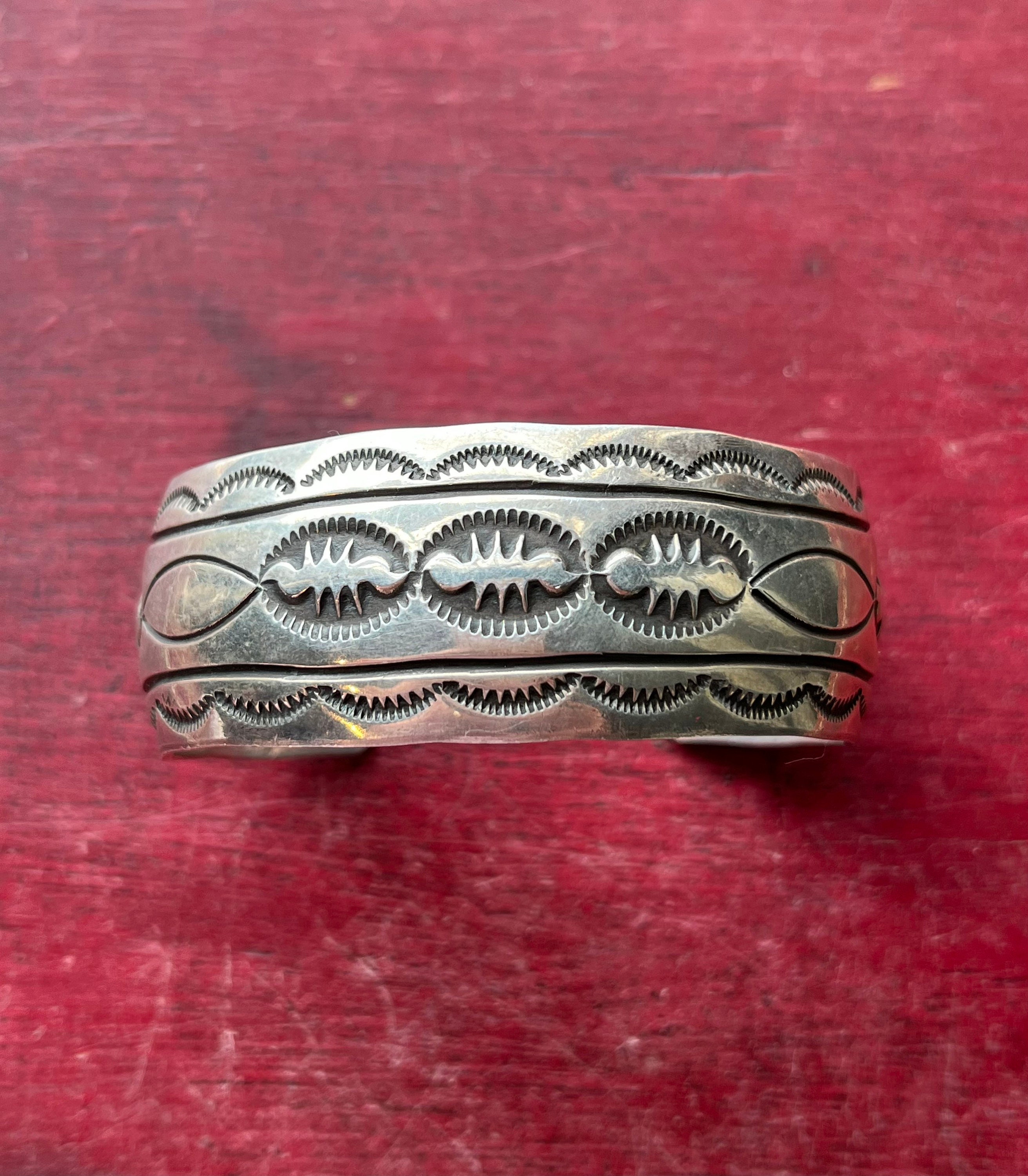 Vintage Native American Navajo Sterling Silver Stamped Cuff Vintage Native American Navajo Sterling Silver Stamped Cuff