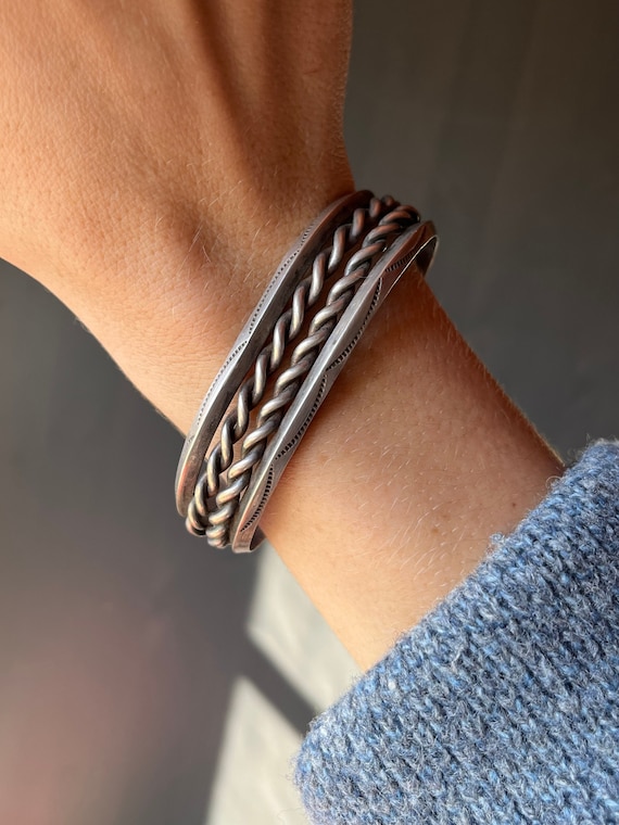Vintage Native American Navajo Sterling Silver Twisted Wire