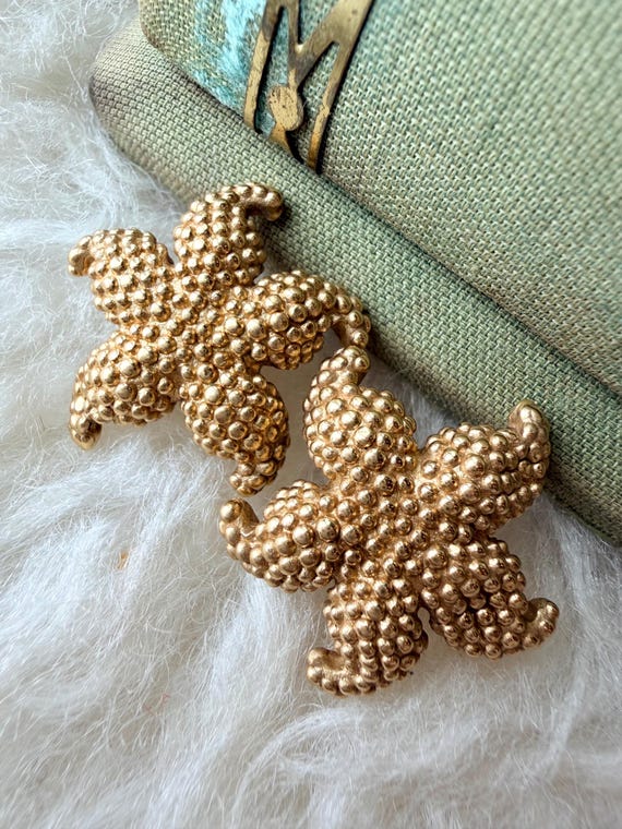 Vintage 14K Gold Starfish Stud Earrings