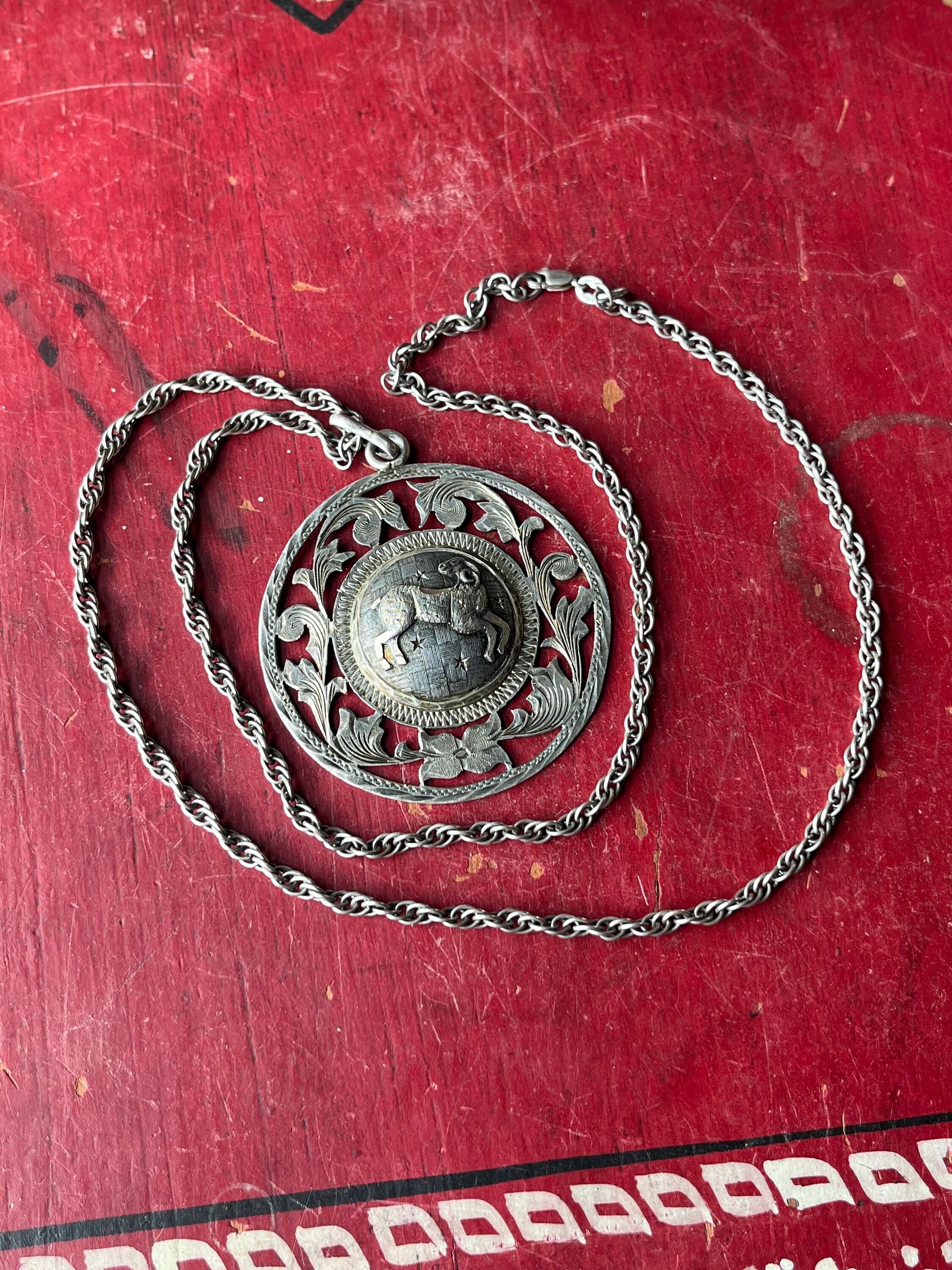 Vintage Mexican Aries Ram Zodiac Sterling Silver James Avery Rope