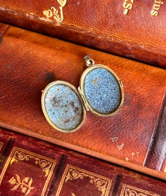 Antique Mid 1800's Victorian Blue Enamel Gold Fil… - image 3