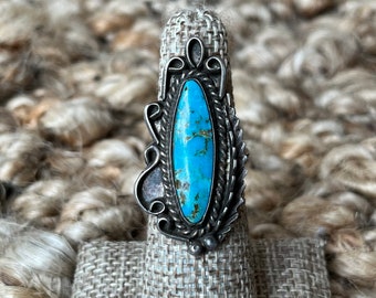 Sz 5 ~ Vintage Native American Navajo Sterling Silver & Turquoise