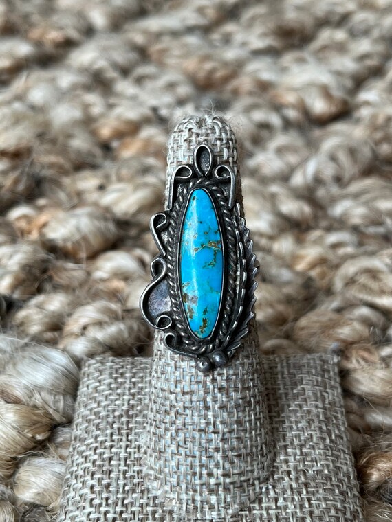Sz 5 ~ Vintage Native American Navajo Sterling Silver & Turquoise