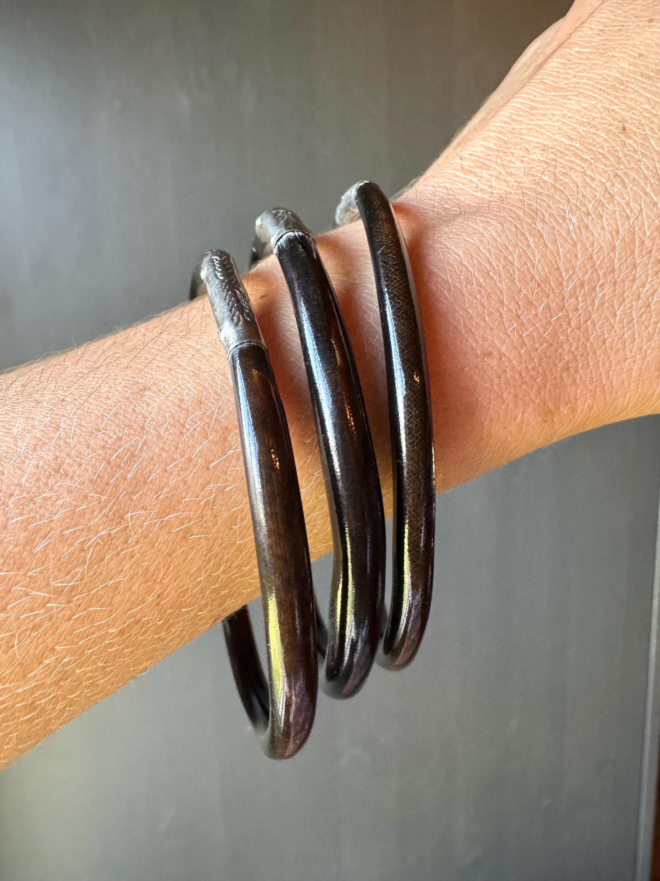 Three Vintage Hawaiian Black Coral Bangle Bracelets - Etsy