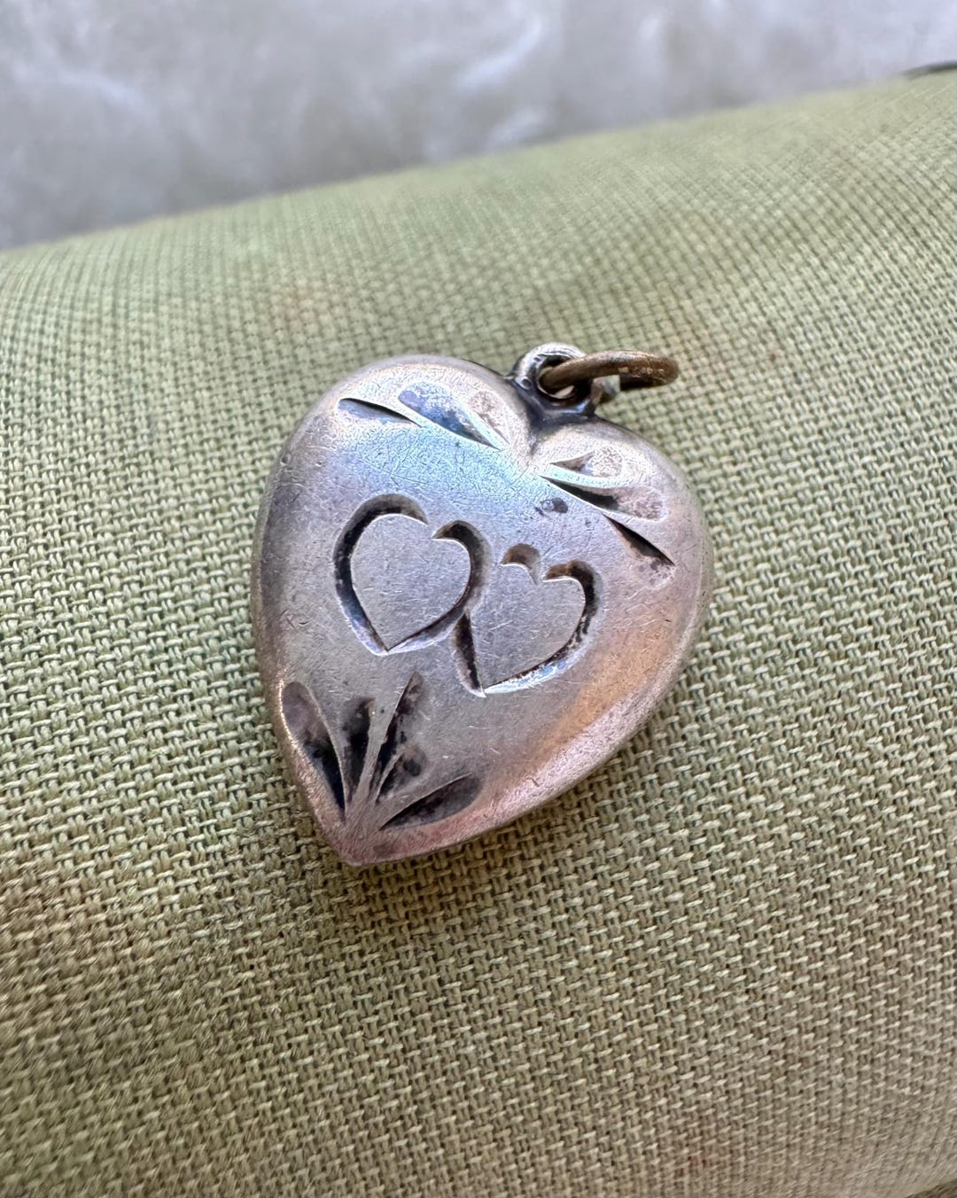 Antique Sybil Sterling Silver .925 Puffy Heart Charm Pendant - Etsy