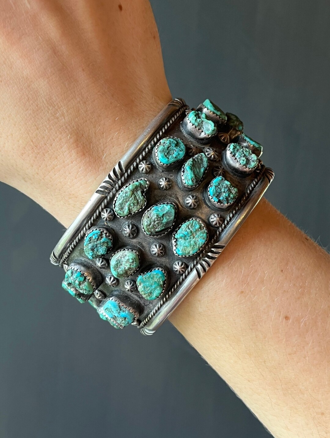 Vintage Native American Navajo Old Pawn Sterling Silver & Turquoise ...