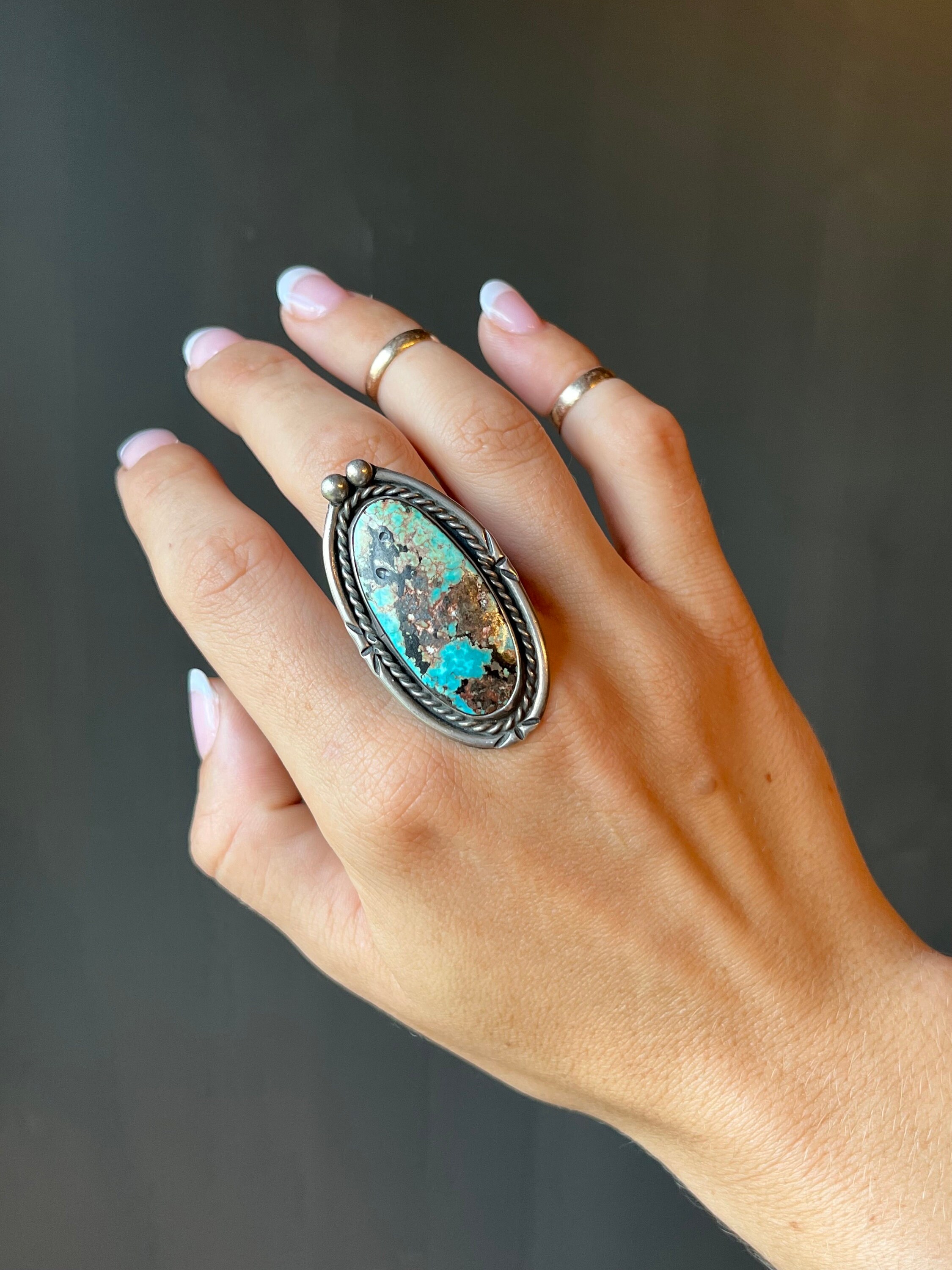 Sz 13 ~ Vintage Native American Navajo Silver & Turquoise Ring - Etsy