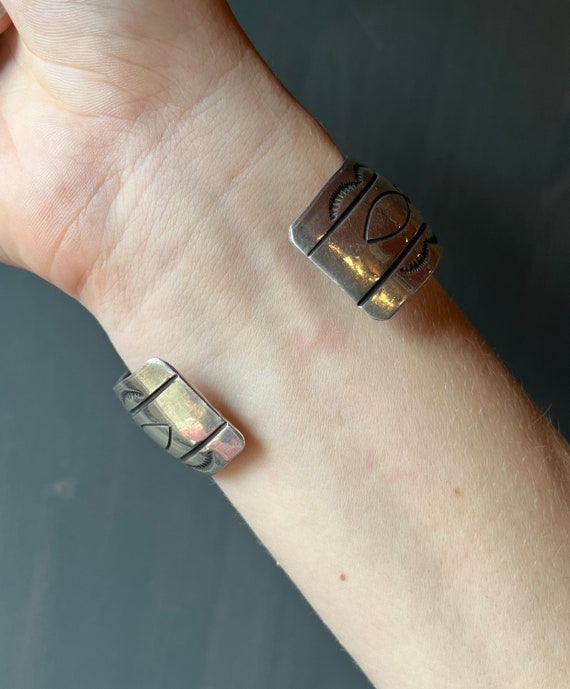 Vintage Native American Navajo Sterling Silver Stamped Cuff
