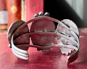 Vintage Native American Navajo Ashley Sterling Silver & Red Spiny