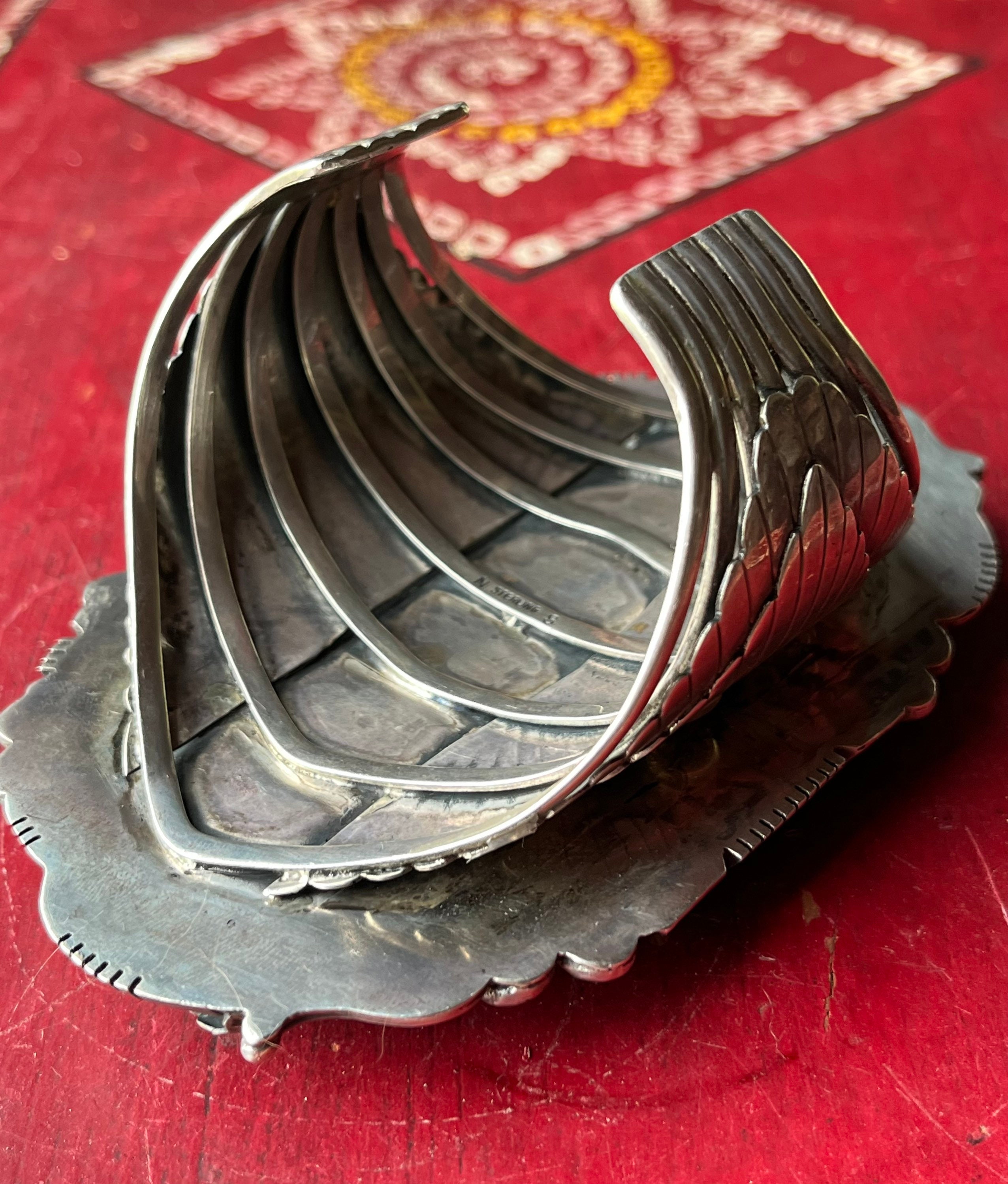 Large Vintage Native American Navajo NS Sterling Silver