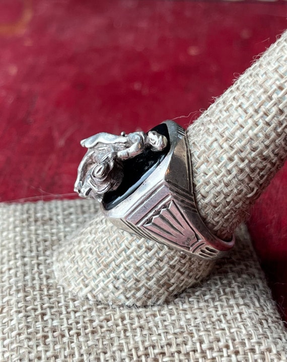 Vintage Rare Filigrane Argent Sterling Tressé Cuir Romal Romel Rommel
