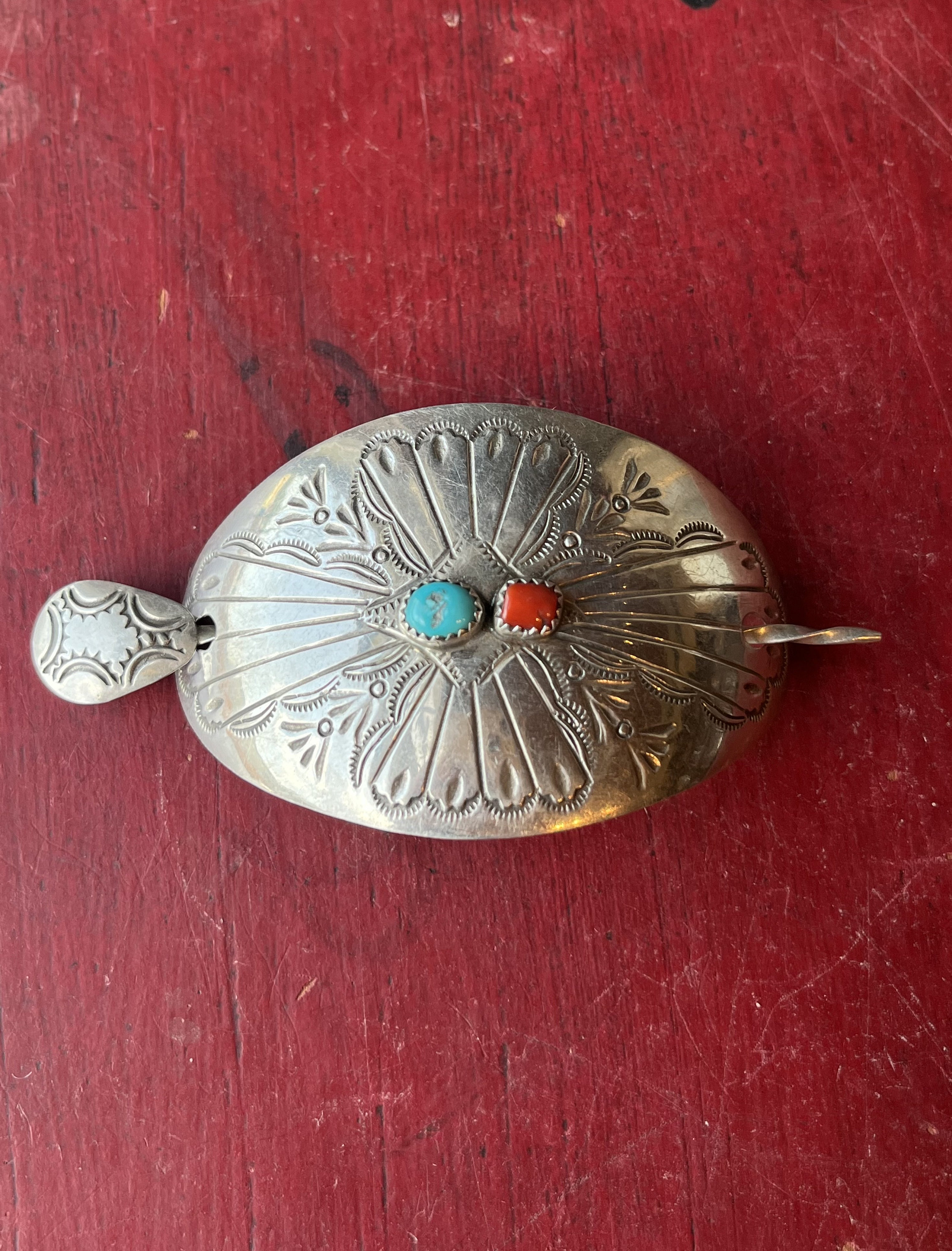 STERLING Navajo hair piece vintage 925 silver accessory VINTAGE‎ VTG handmade Sterling Silver and Turquoise Hair Pin | Calli Co Silver  main image 4