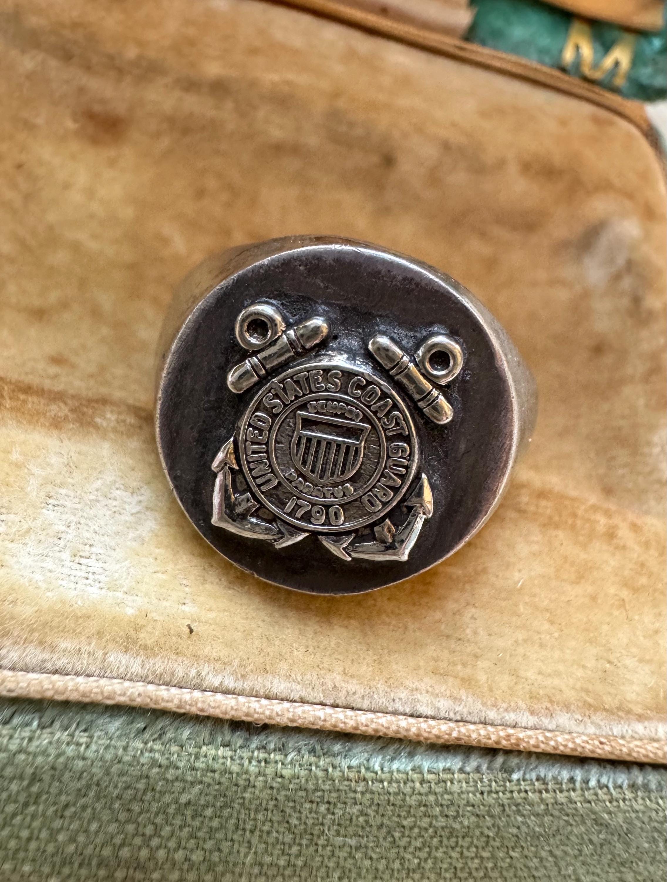 Sz 7 ~ Vintage U.S Coast Guard Sterling Silver ES-PO Anchor Seal