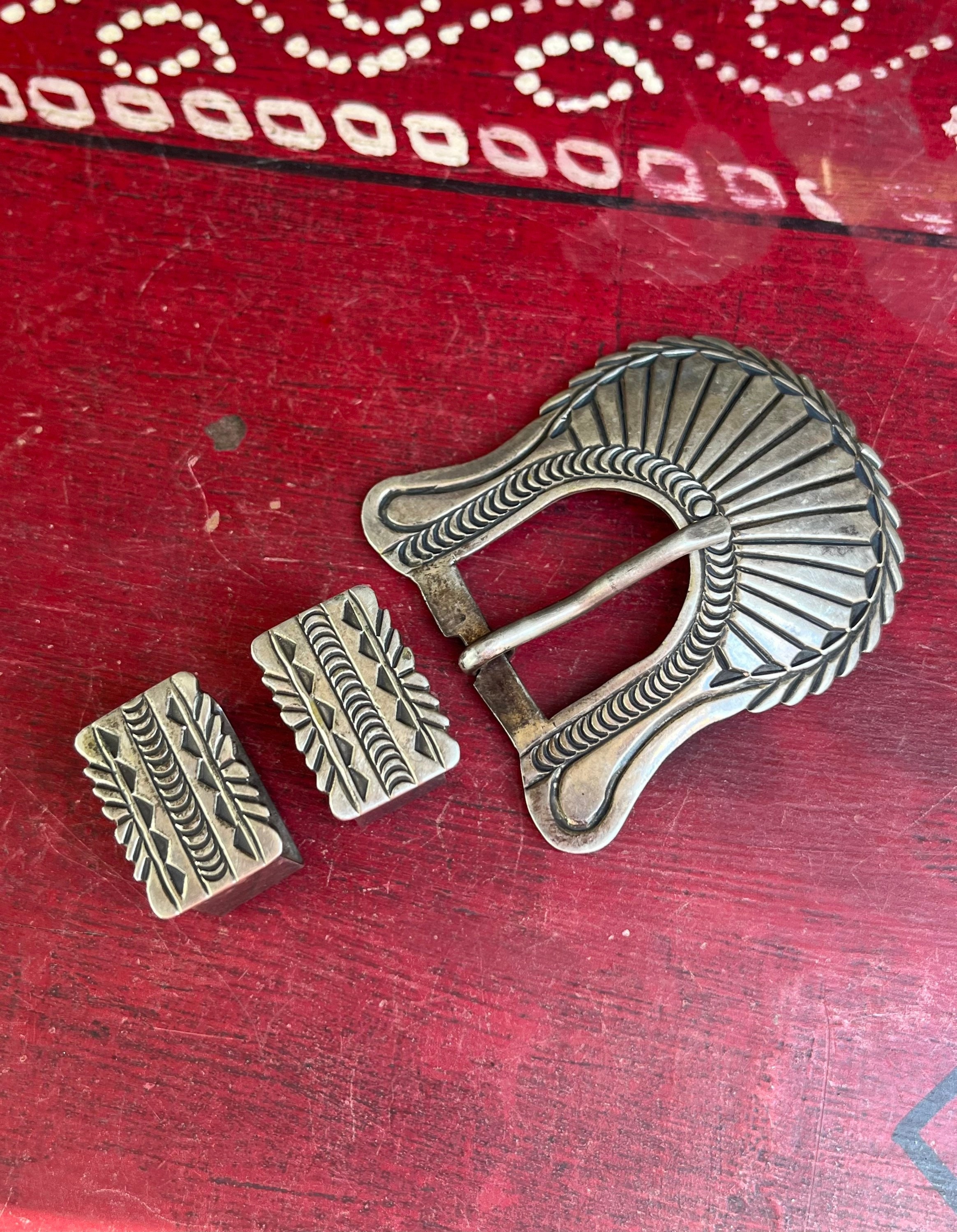 Vintage Native American Sterling Silver Belt Buckle Set - Etsy