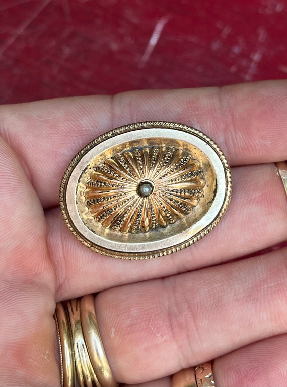 Antique Victorian Gold Fill & Pearl Pin Brooch / Pend… - Gem
