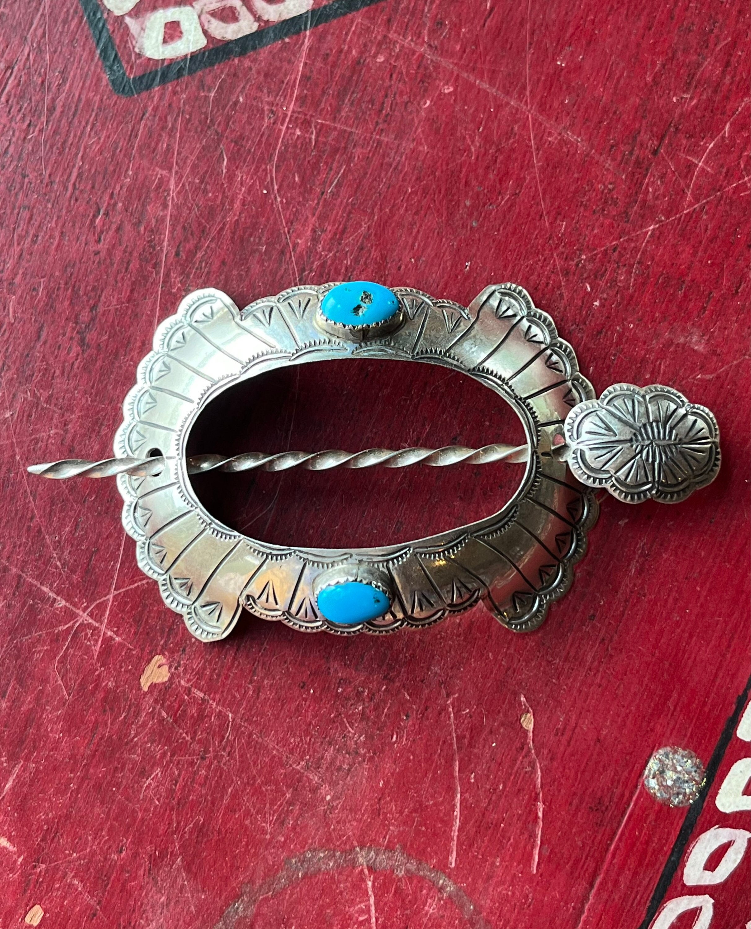 Vintage NA Sterling Silver and Turquoise Hair Pin Sterling Silver and Turquoise Hair Pin | Calli Co Silver  main image 4