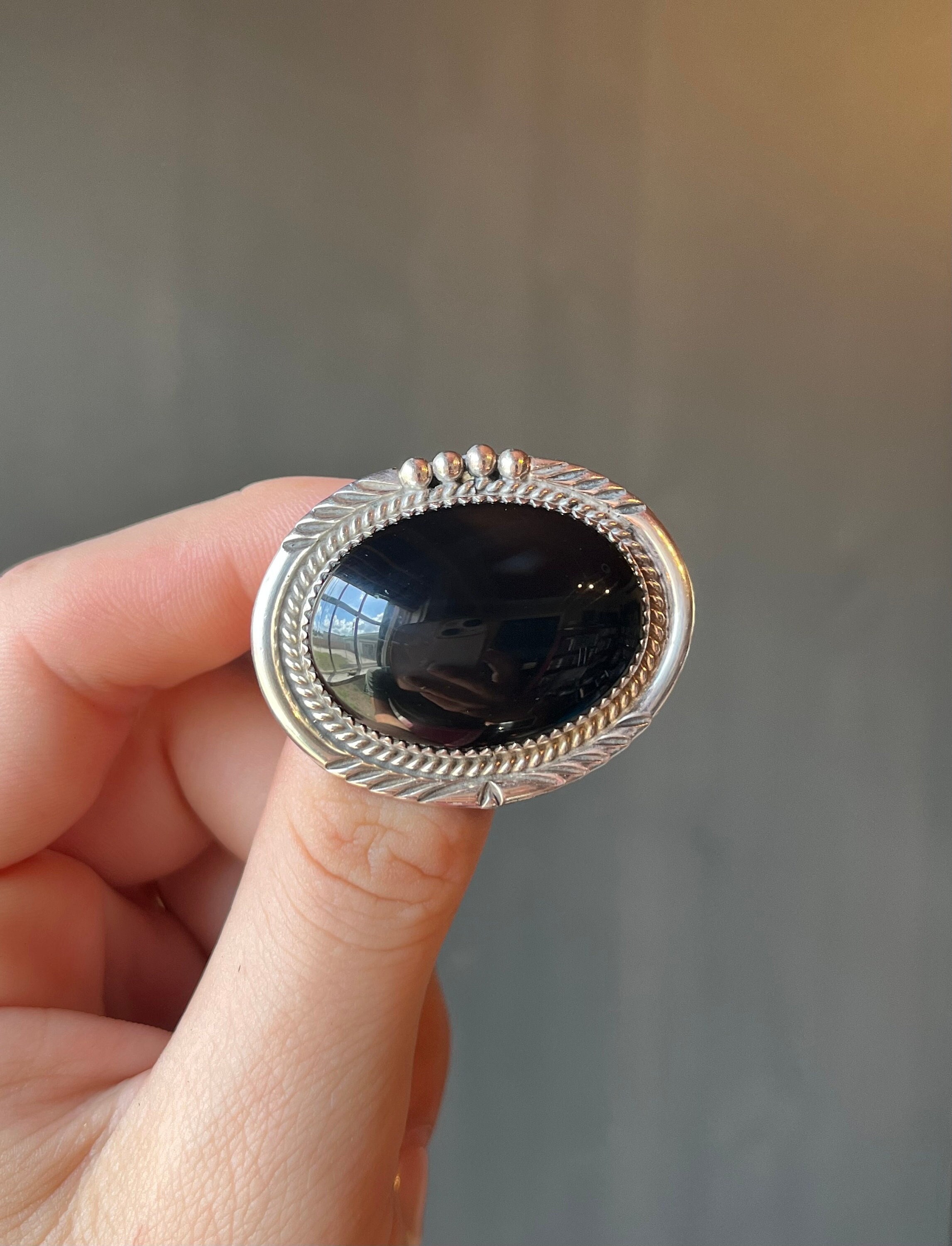 Vintage Native American Navajo AMB Sterling Silver & Black