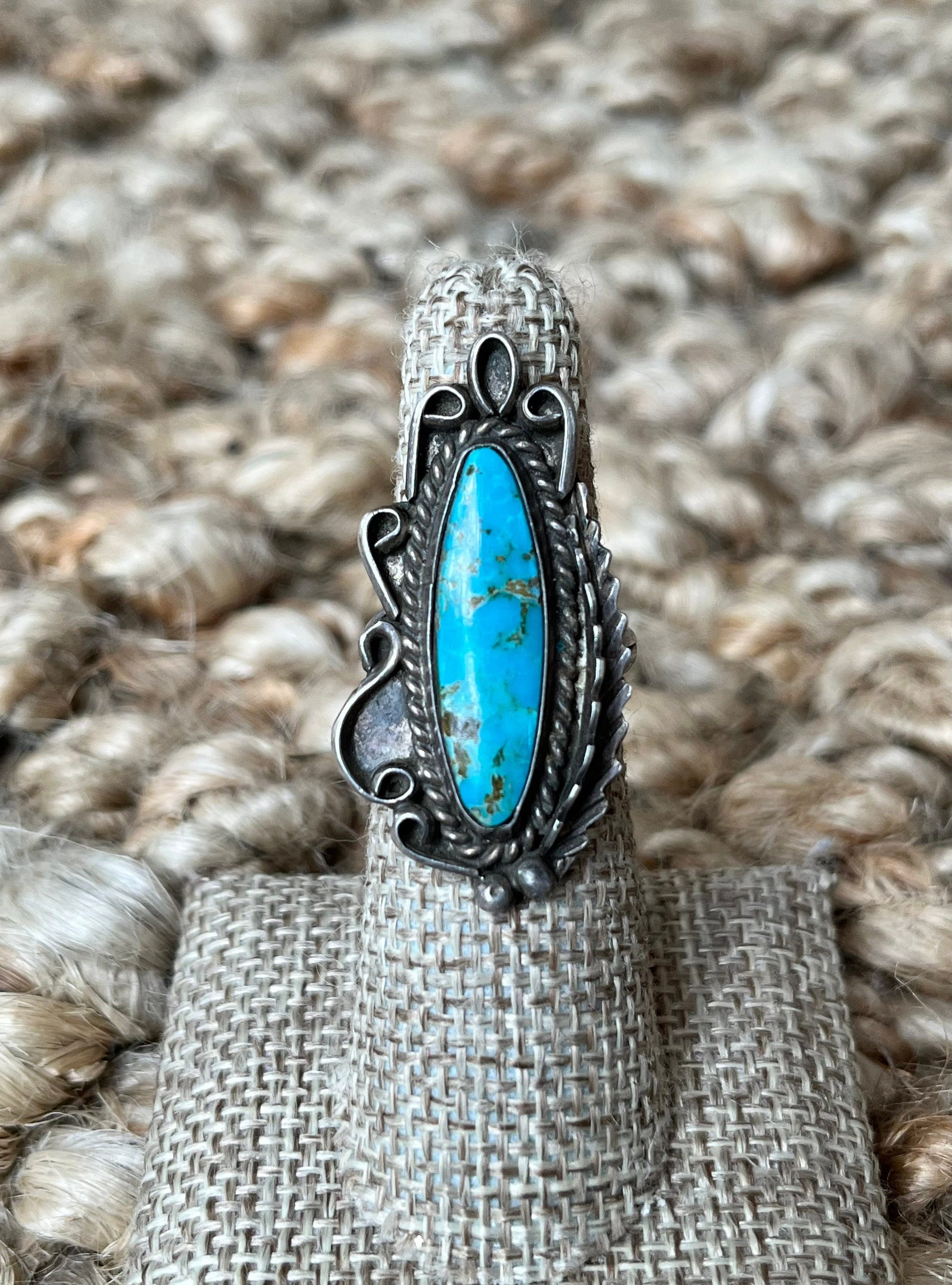 Sz 5 ~ Vintage Native American Navajo Sterling Silver & Turquoise