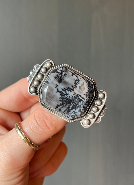 Vintage Native American Silver & Picture Agate Pi… - image 5