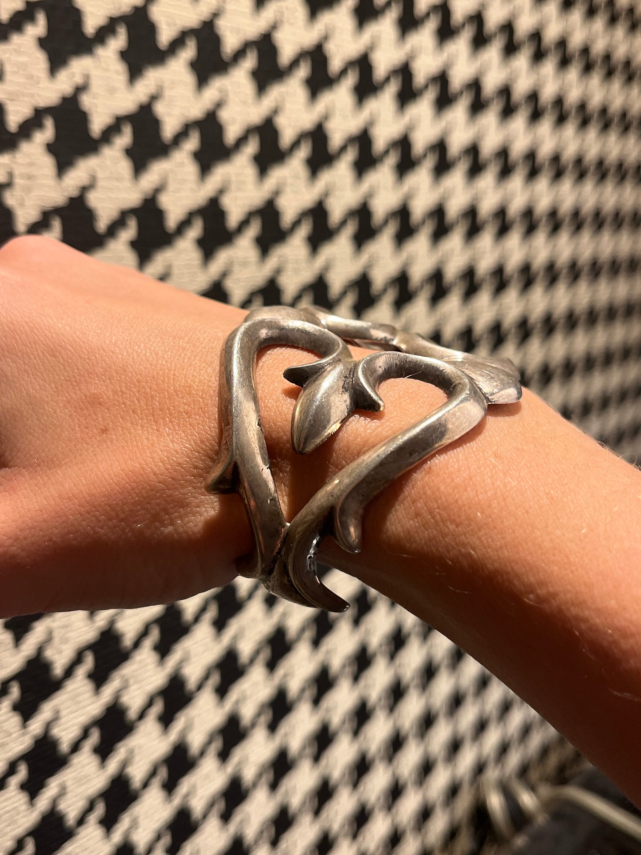 Vintage Native American Navajo Sterling Silver Sandcast Cuff