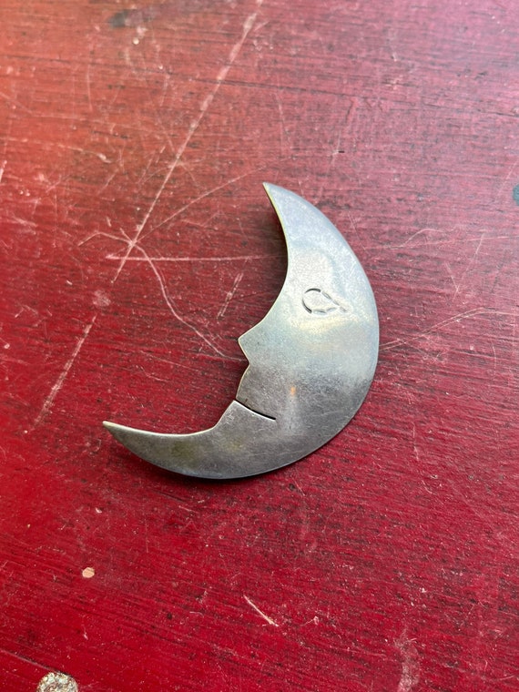 Vintage Mexican Sterling Silver Smiling Crescent M