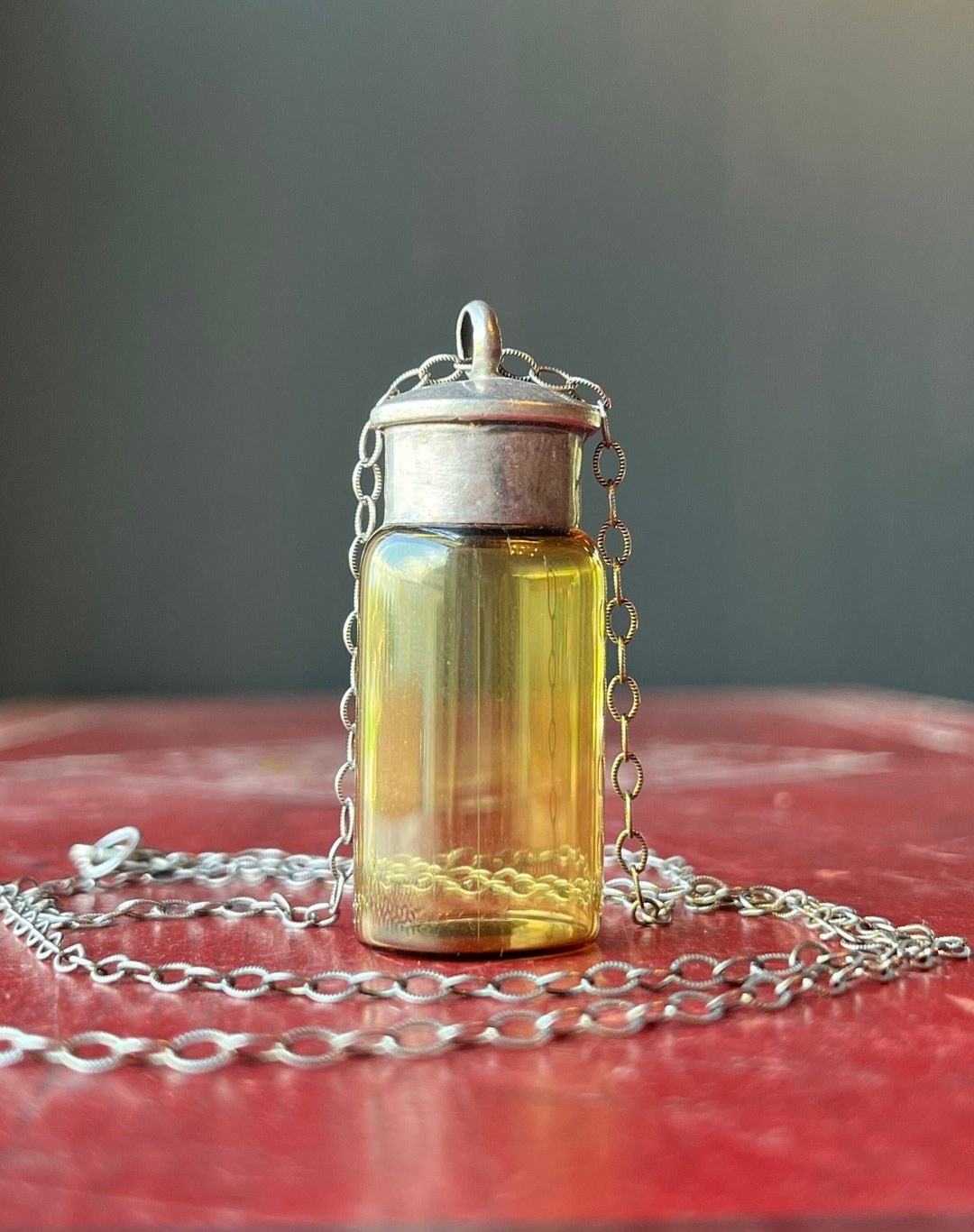 Vintage Sterling Silver .925 Capped Glass Bottle Pendant Necklace - Etsy