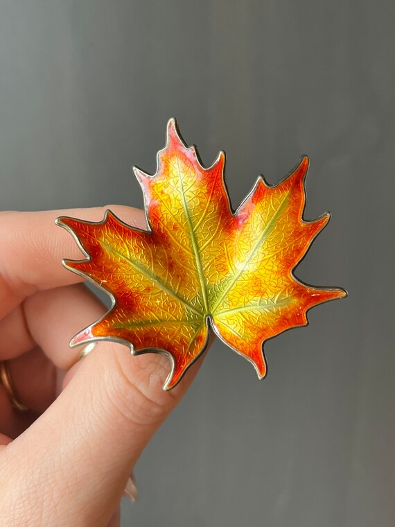 Vintage Norwegian Sterling Silver Enamel Autumn M… - image 2